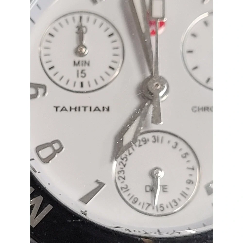 Michele‎ Tahitian Womens Quartz Watch White Dial Sporty Black Silicone MW12D00